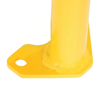 Vestil VDKR-2-BP-YL steel safety railing w welded baseplate shown from an alternate angle