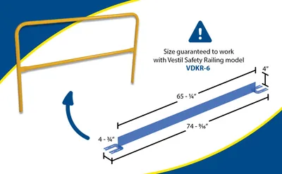 Vestil VDKR-6-TB-BL steel safety railing feature highlights