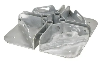 Vestil Galvanized Steel Pipe Safety Railing Welded Base 24 In. x 24 In. Gray