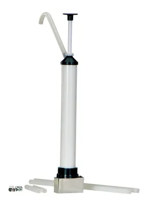 Vestil VDPX self-venting drum pump shown from an alternate angle