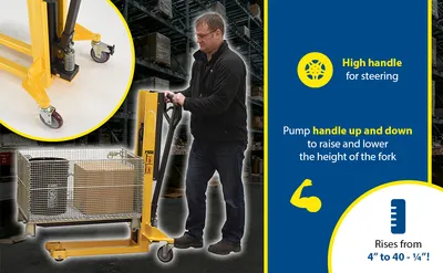 Vestil VHPS-NM-600-39 single fork skid positioner lifter feature highlights
