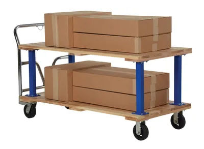 Vestil VHPT/D-3060 double & triple decker hardwood platform cart shown from an alternate angle