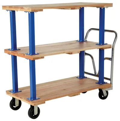 Vestil VHPT/TD-2448 double & triple decker hardwood platform cart shown from an alternate angle