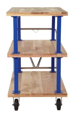 Vestil VHPT/TD-3060 double & triple decker hardwood platform cart shown from an alternate angle