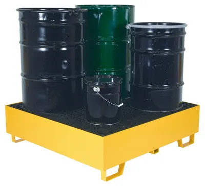 Vestil VSRB-YL-4 vertical steel retention basin shown from an alternate angle
