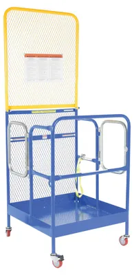 Vestil Steel Work Platform With 2 Door Entry, Poly Casters, and 84 In. Expanded Back 36 In. x 36 In. 1,000 Lb. Capacity Blue