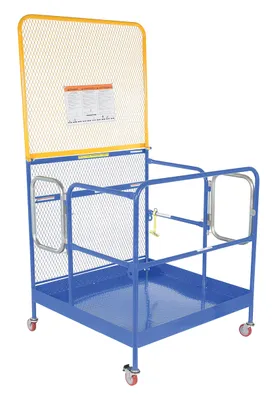 Vestil Steel Work Platform With Poly Casters, 2 Door Entry, and 84 In. Expanded Back 48 In. x 48 In. 1,000 Lb. Capacity Blue