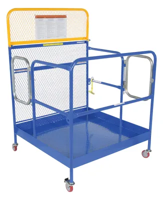 Vestil Steel Work Platform With Poly Casters and 2 Door Entry 48 In. x 48 In. 1,000 Lb. Capacity Blue