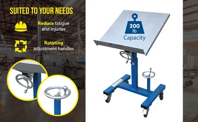 Vestil WT-2424 mobile tilting work table feature highlights