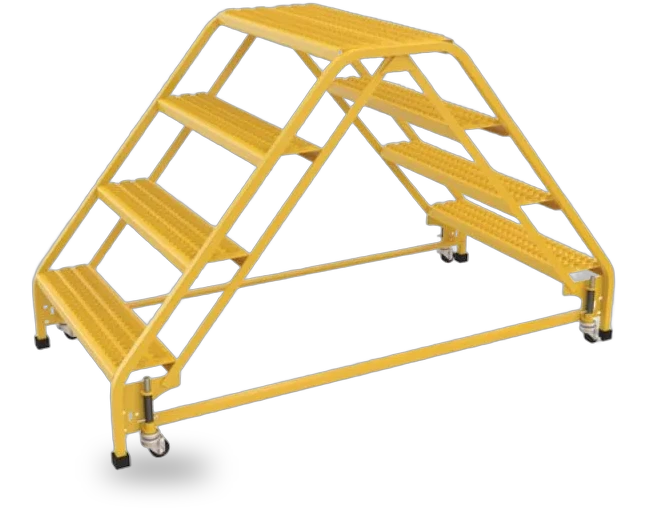 Vestil LAD-DD-P-32-4-G Steel Double Sided Step Ladder 4 Grip Strut