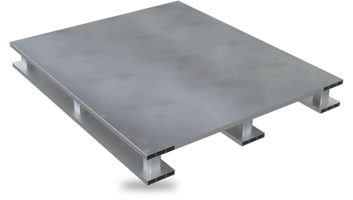 Vestil Aluminum Solid Top with Skid Bottom 42 In. x 48 In. 6000 Lb. Capacity Silver