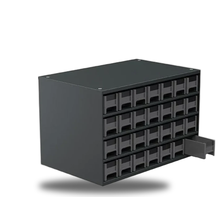 19-Series Steel Cabinet 28 Drawers 19228BLACK, 11"x17"x11"