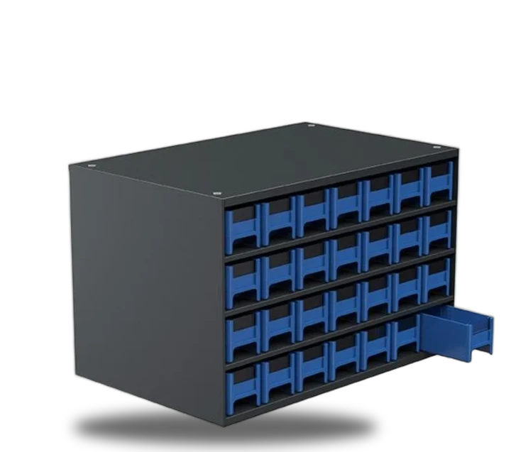 19-Series Steel Cabinet 28 Drawers 19228BLUE, 11"x17"x11"