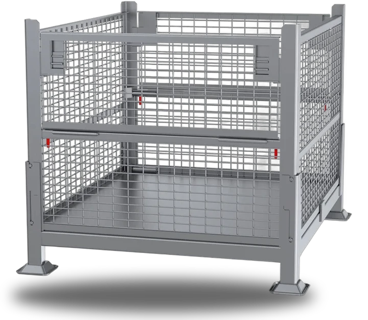 Collapsible Drop Gate Wire Mesh Container