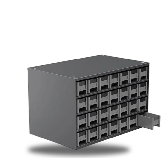 19-Series Steel Cabinet 28 Drawers 19228GREY, 11"x17"x11"