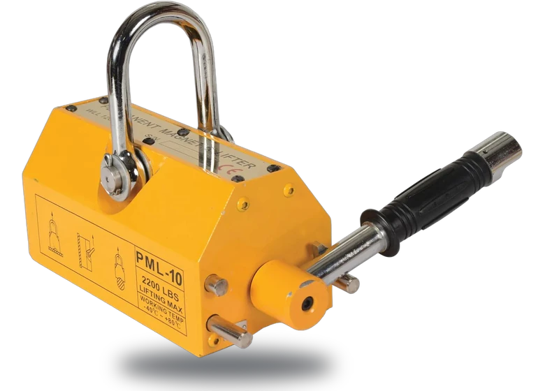 Vestil Steel and Neodymium Magnetic Lifter 10-3/8 In. x 6-5/8 In. x 6-5/8 In. 2,200 Lb. Capacity Yellow