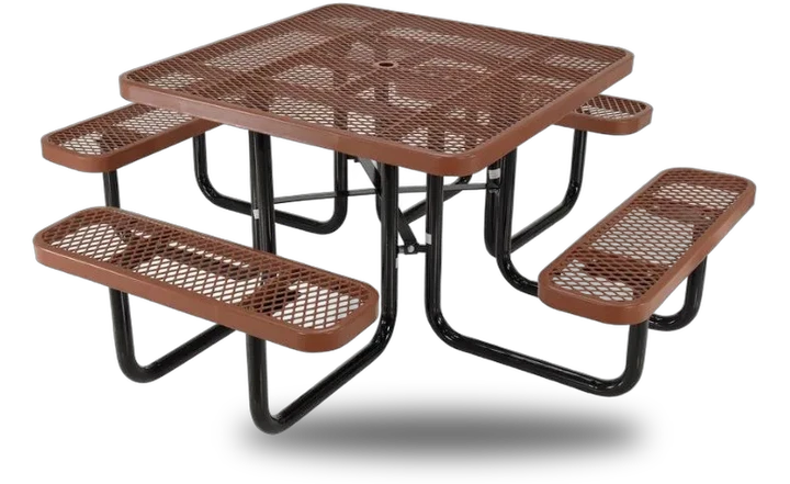 Vestil PT-MX-ST-46-BN Steel Picnic Table Expanded Metal Square Top