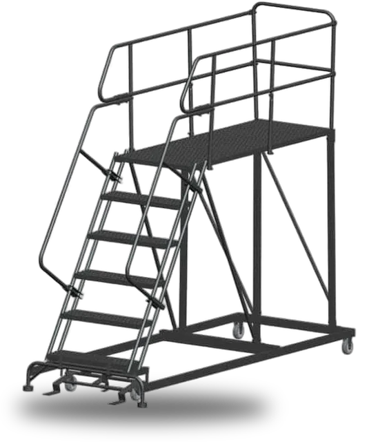 Ballymore SEP6-3672 6-Step Heavy-Duty Steel Mobile Work Platform with Handrails