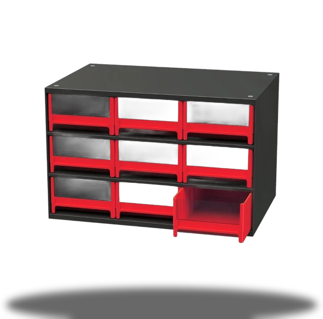 19-Series Steel Cabinet 9 Drawers 19909RED, 11"x17"x11"