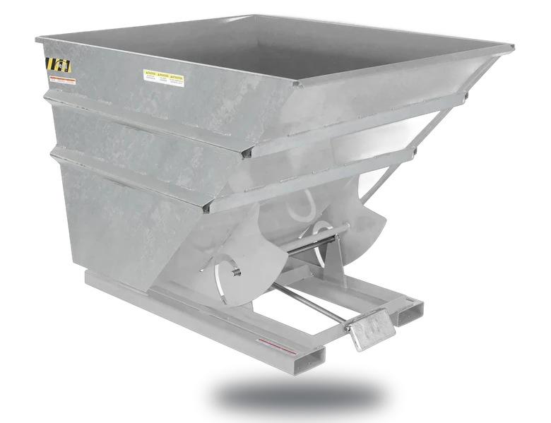Vestil Steel Heavy Duty Self Dumping Hopper 3 Cubic Yard 6000 Lb. Capacity Galvanized