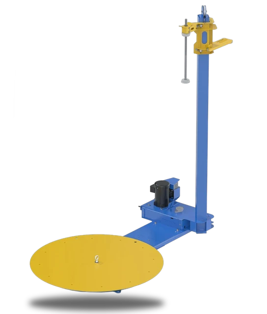 Vestil Steel Semi-Automatic Stretch Wrap Machine 50 In. Turntable Diameter 4,000 Lb. Capacity Blue / Yellow
