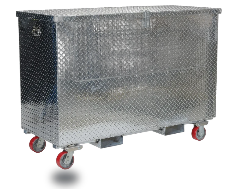 Vestil Aluminum Portable Tool Box with Fold Down Front Door with Casters and Fork Pockets 24-13/16 In. x 60-3/4 In. x 44-5/16 In. 2500 Lb. Capacity Silver
