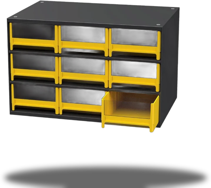 19-Series Steel Cabinet 9 Drawers 19909YELLO, 11"x17"x11"